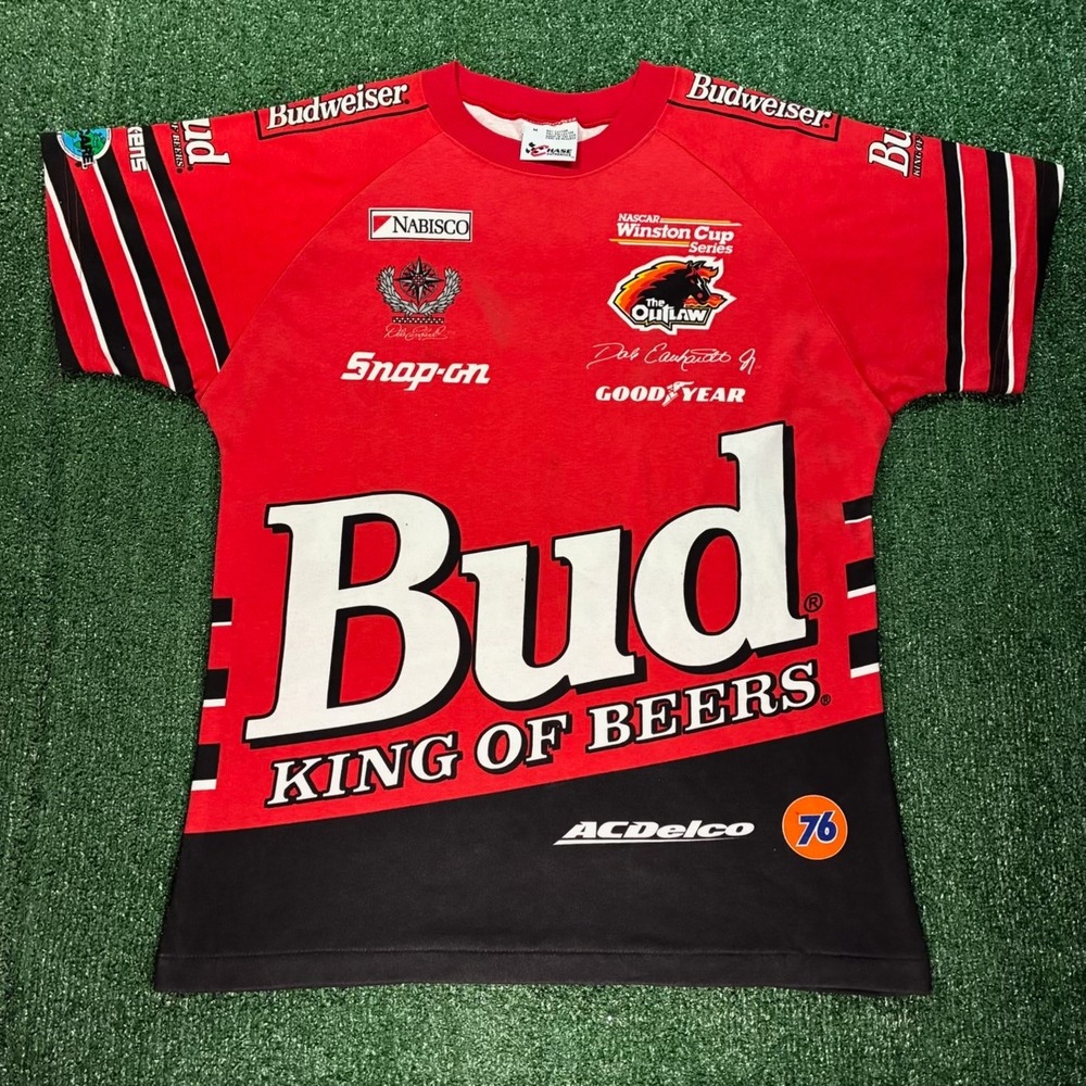 Vintage 90's Chase Authentics AOP Budweiser NASCAR Racing T-shirt